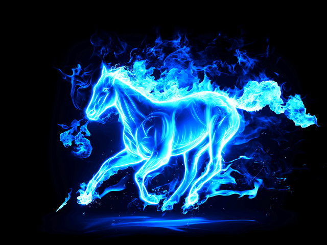 Horse running air blue flames free wallpaper for desktop - medium preview image