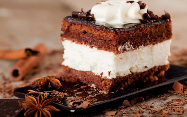 Cake whipped cream chocolate shavings free wallpaper for desktop - medium preview image