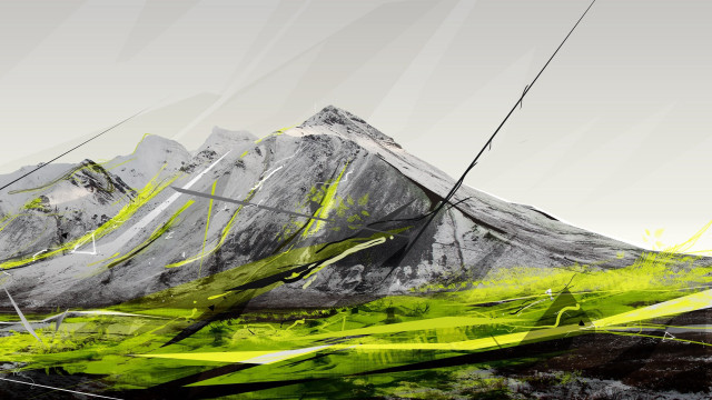 Mountain green line white line free wallpaper for desktop - medium preview image
