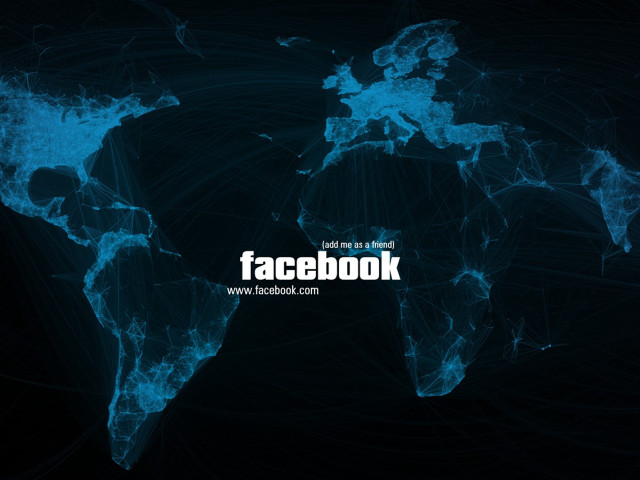 Blue world map facebook dark free wallpaper for desktop - medium preview image