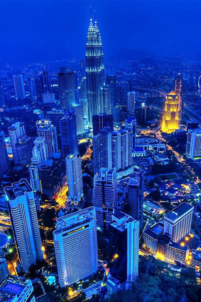 City night tall buildings lights free wallpaper for mobile - medium preview image