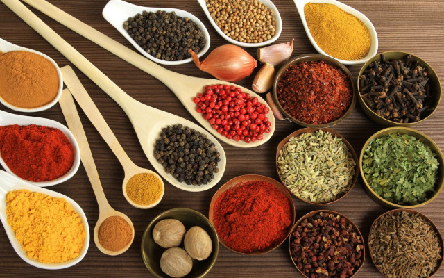 Spices table spoons seasonings variety free wallpaper for desktop - medium preview image