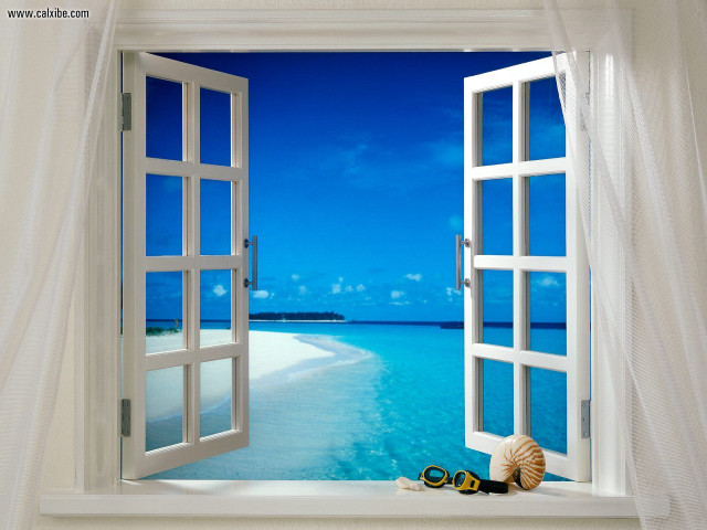 Window beach ocean view scenery free wallpaper for desktop - medium preview image