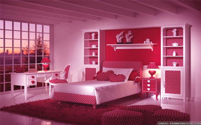 Red white bedroom bed rug free wallpaper for desktop - medium preview image