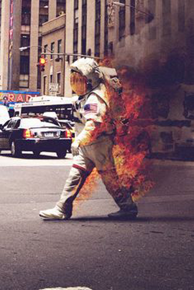 Man fire suit street fireball free wallpaper for mobile - medium preview image