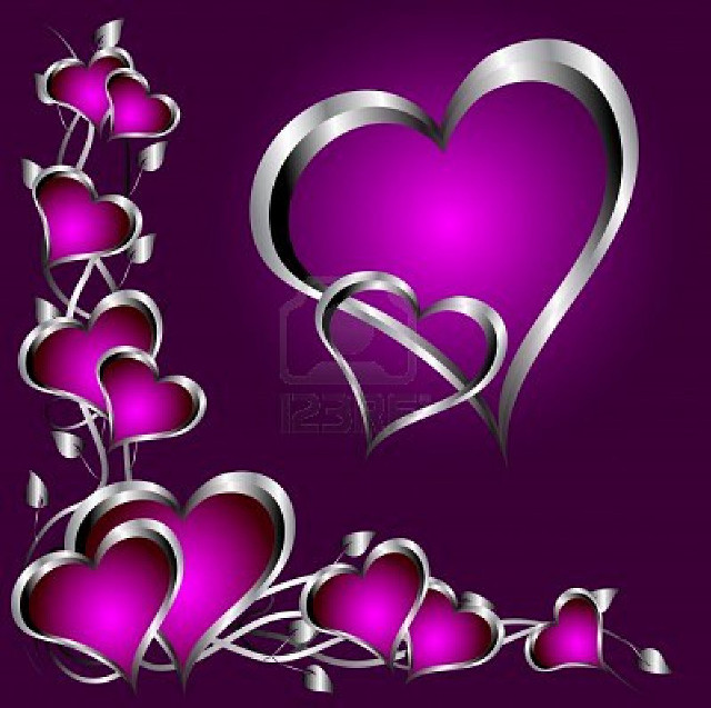 Purple background hearts flowers pattern free wallpaper for tablet - medium preview image