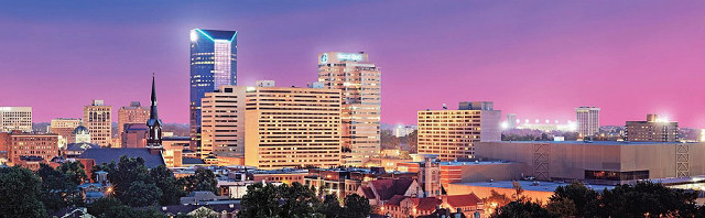 City skyline pink purple sky free wallpaper for desktop - medium preview image