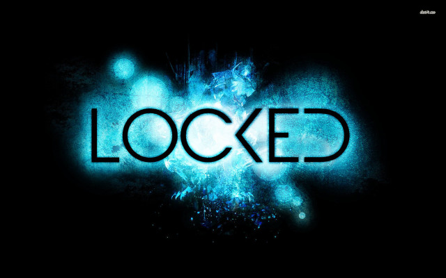 Blue glowing locked black background free wallpaper for desktop - medium preview image