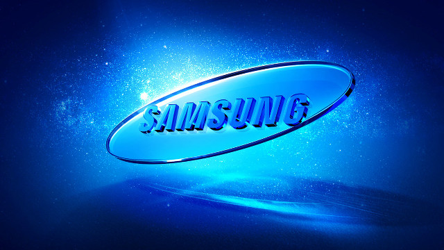 Blue samsung logo dark background free wallpaper for desktop - medium preview image