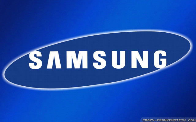 Samsung logo blue background white free wallpaper for desktop - medium preview image