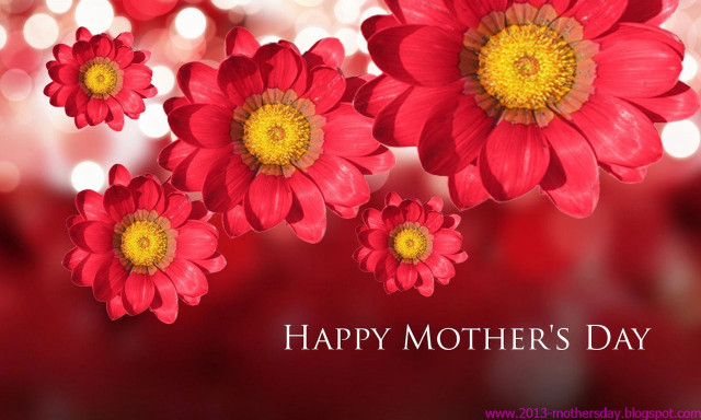Red flower yellow center mothersday free wallpaper for desktop - medium preview image
