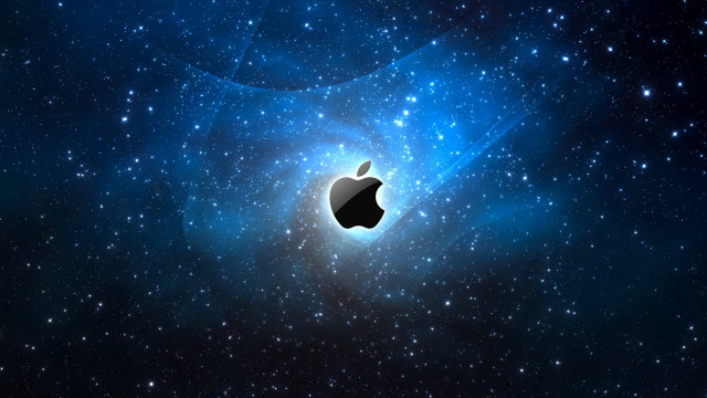 Apple logo space stars blue #6 free wallpaper for desktop - medium preview image