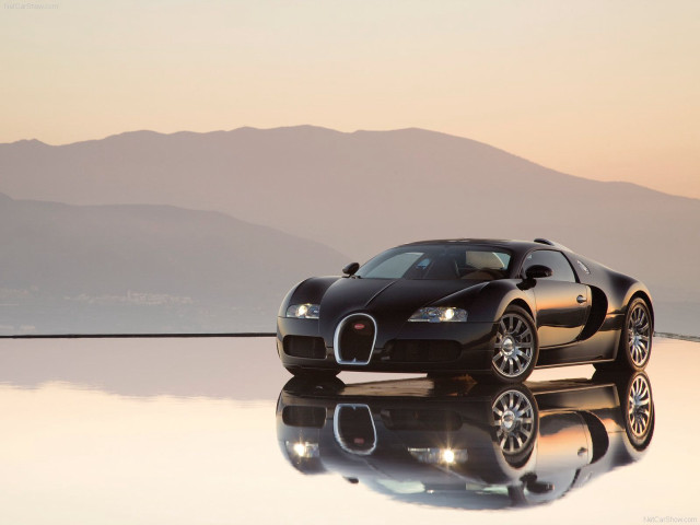 Black bugatti reflection mountains background free wallpaper for desktop - medium preview image