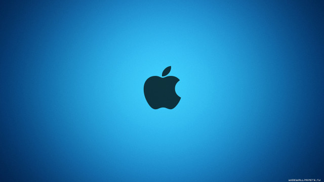 Blue apple logo blue background free wallpaper for desktop - medium preview image