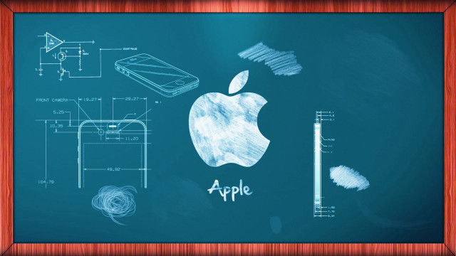 Chalkboard apple drawing pencil phone free wallpaper for desktop - medium preview image