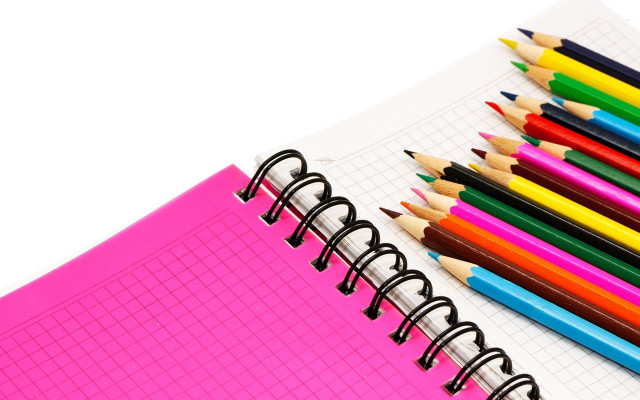 Notebook colored pencils pink black free wallpaper for desktop - medium preview image