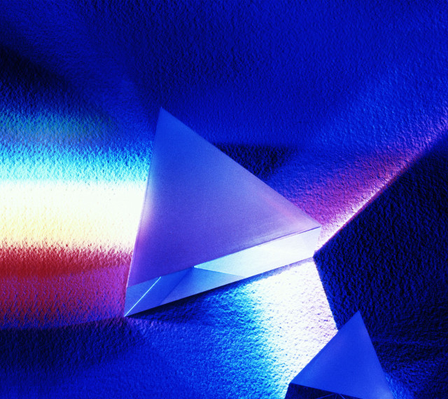 Blue background triangle rainbow light free wallpaper for tablet - medium preview image