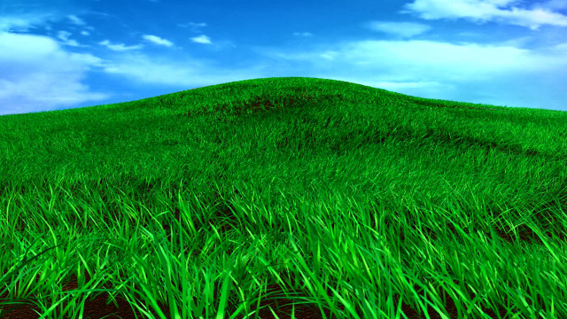 Grassy hill blue sky clouds free wallpaper for desktop - medium preview image