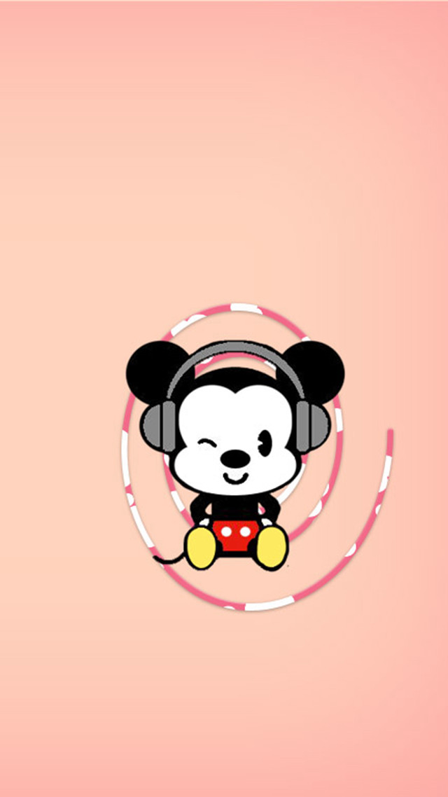 Cartoon character headphones circle pink free wallpaper for mobile - medium preview image