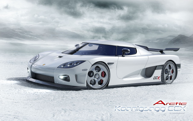 White sports car snow cloudy free wallpaper for desktop - medium preview image