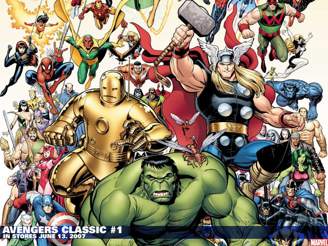 Avengers characters group comic book free wallpaper for desktop - medium preview image