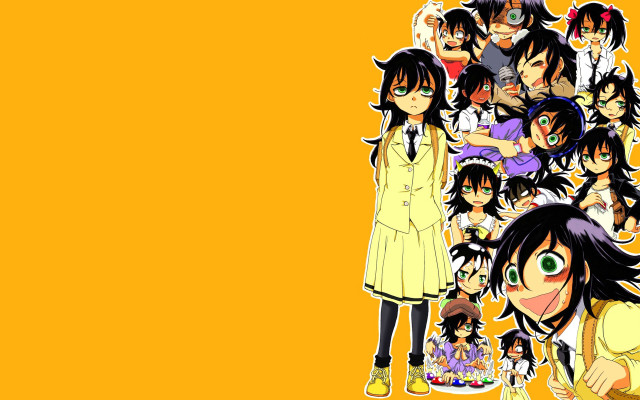 Anime characters yellow background black #2 free wallpaper for desktop - medium preview image