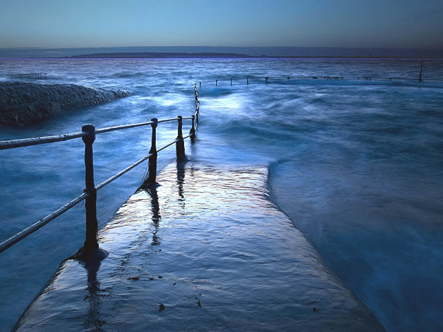 Long pier wooden fence water free wallpaper for desktop - medium preview image