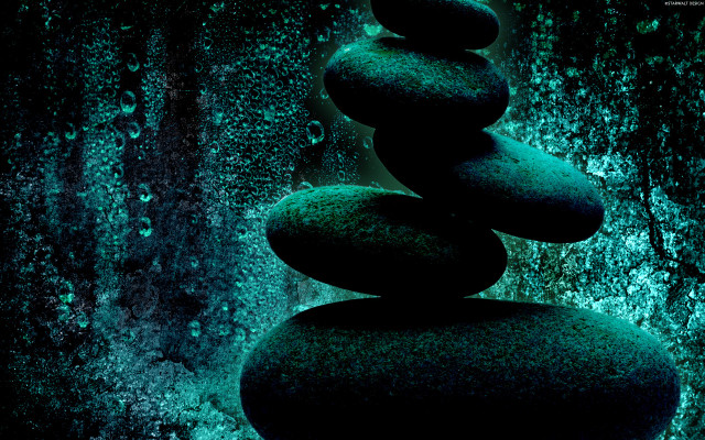 Stack of rocks forest rain free wallpaper for desktop - medium preview image