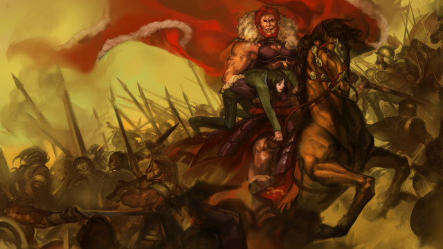 Man horse riding group flag free wallpaper for desktop - medium preview image