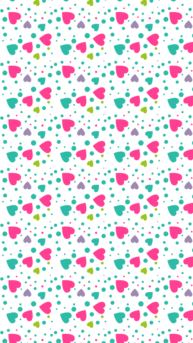 Colorful heart pattern white background free wallpaper for mobile - medium preview image
