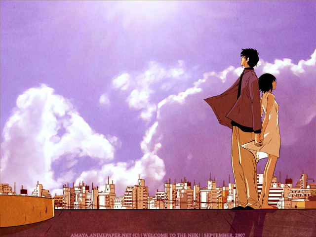 Couple roof city skyline clouds free wallpaper for desktop - medium preview image