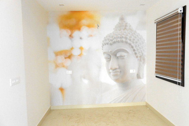 White buddha statue room window free wallpaper for desktop - medium preview image