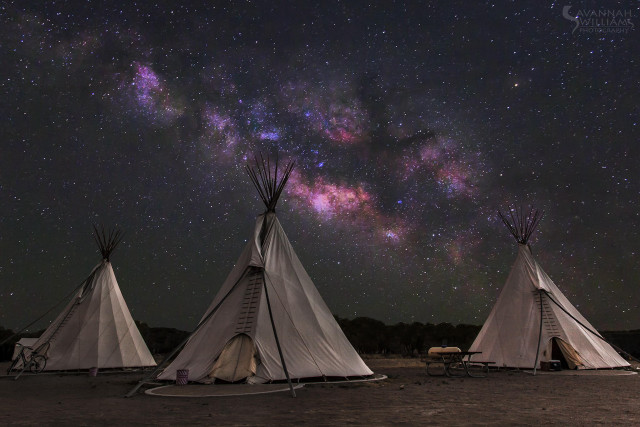 Teepees night sky milky way #2 free wallpaper for desktop - medium preview image
