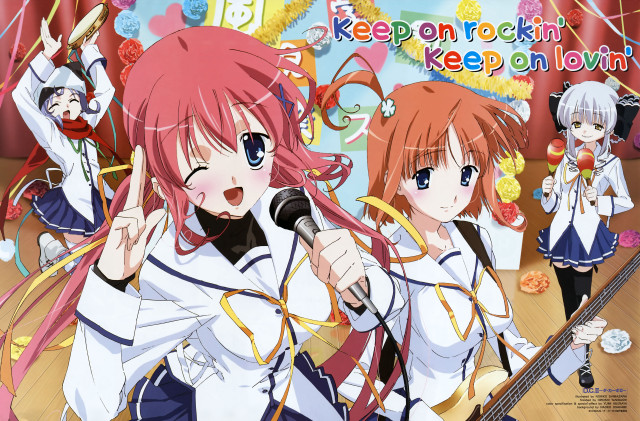 Anime girls singing microphone balloons free wallpaper for desktop - medium preview image