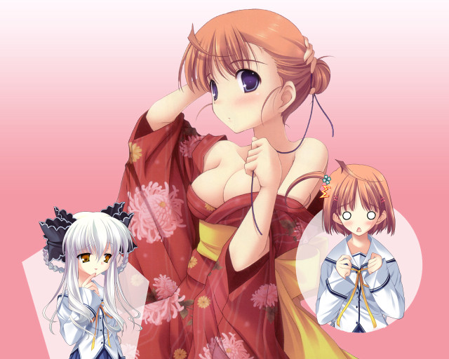 Woman kimono two women pink free wallpaper for desktop - medium preview image