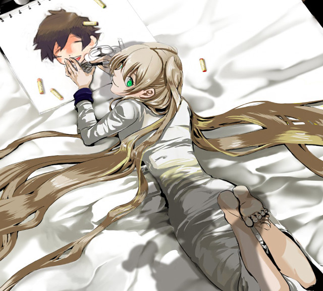 Couple bed long hair book free wallpaper for tablet - medium preview image