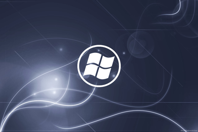 Blue background white logo swirly free wallpaper for desktop - medium preview image