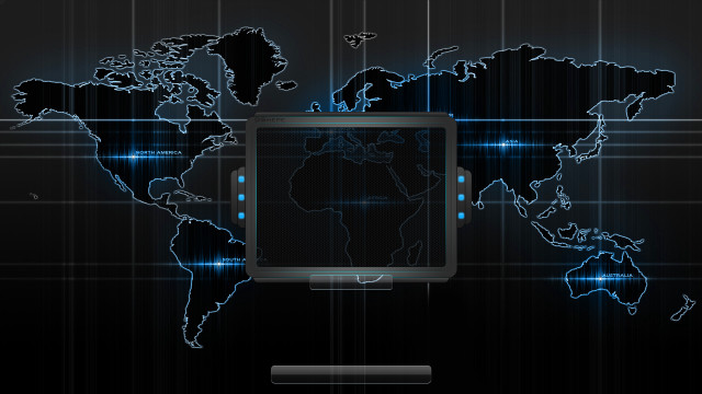 Computer monitor world map blue free wallpaper for desktop - medium preview image