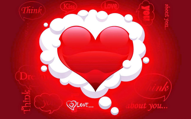 Red heart white bubbles thought free wallpaper for desktop - medium preview image