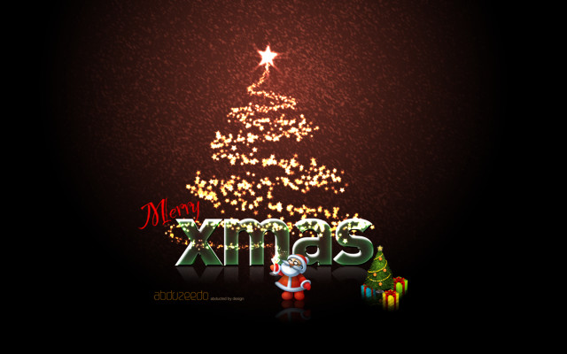 Christmas tree santa claus star free wallpaper for desktop - medium preview image