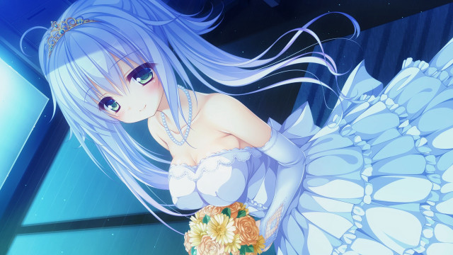 Woman long white hair flower free wallpaper for desktop - medium preview image