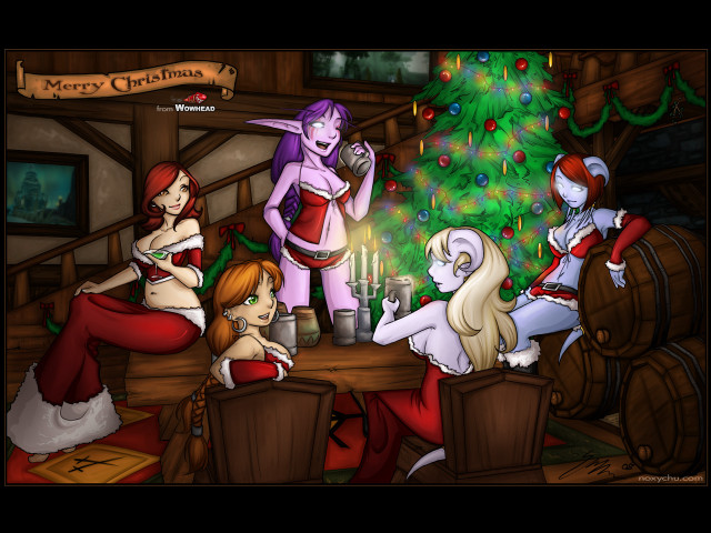 Cartoon christmas group animals fantasy free wallpaper for desktop - medium preview image