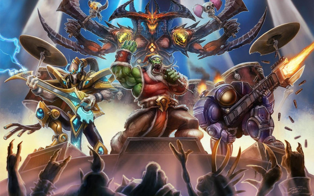 Cartoon characters stage arm raise free wallpaper for desktop - medium preview image