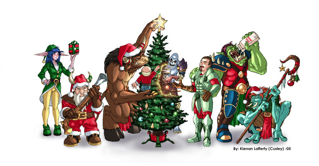 Elves christmas tree fantasy children free wallpaper for desktop - medium preview image