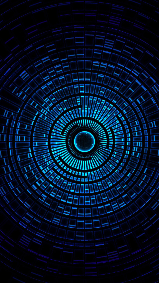 Blue circular pattern black background #2 free wallpaper for mobile - medium preview image