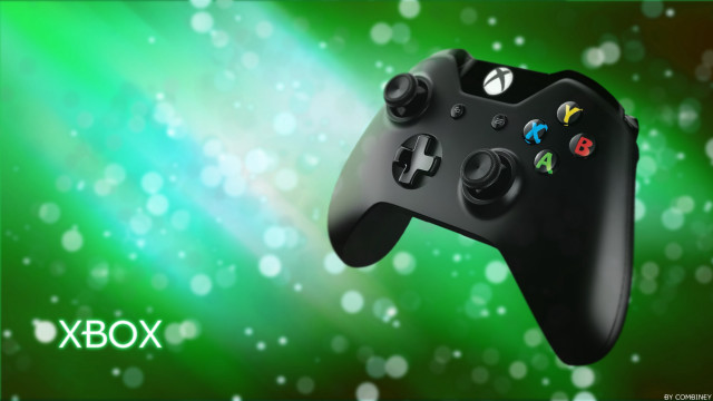 Black xbox controller green background free wallpaper for desktop - medium preview image