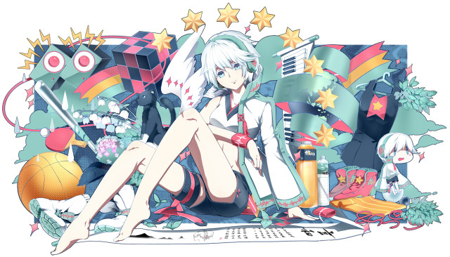 Girl blanket laptop objects surrounding free wallpaper for desktop - medium preview image