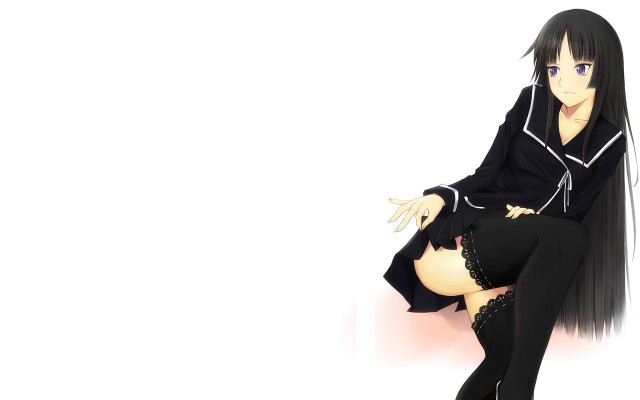 Woman black clothes sitting white free wallpaper for desktop - medium preview image