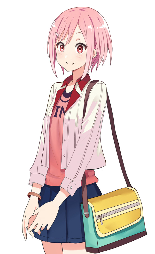 Pink haired girl yellow bag free wallpaper for mobile - medium preview image