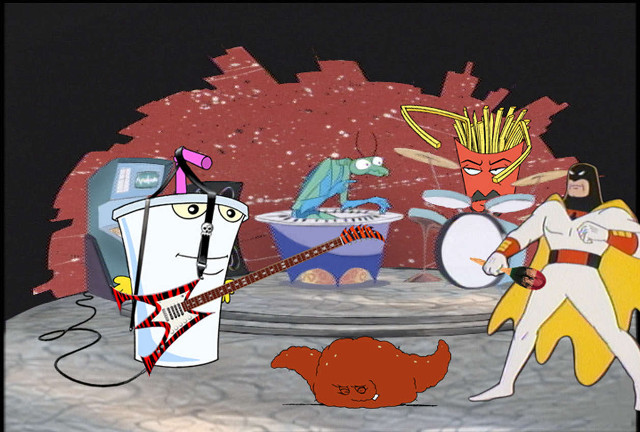 Cartoon band playing stage cat free wallpaper for desktop - medium preview image